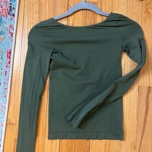 Free People Forest Green Long Sleeve Top